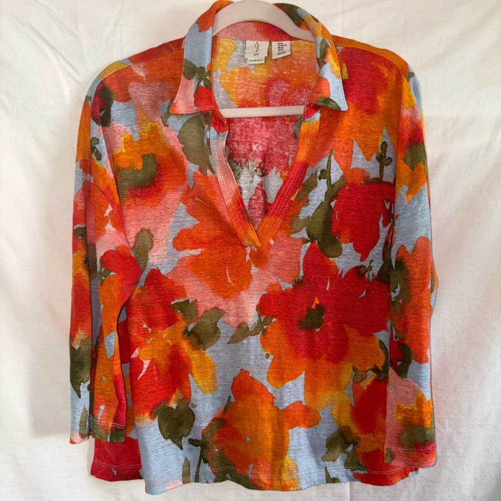 Joie Floral Blouse - Red, Orange, Green, Blue